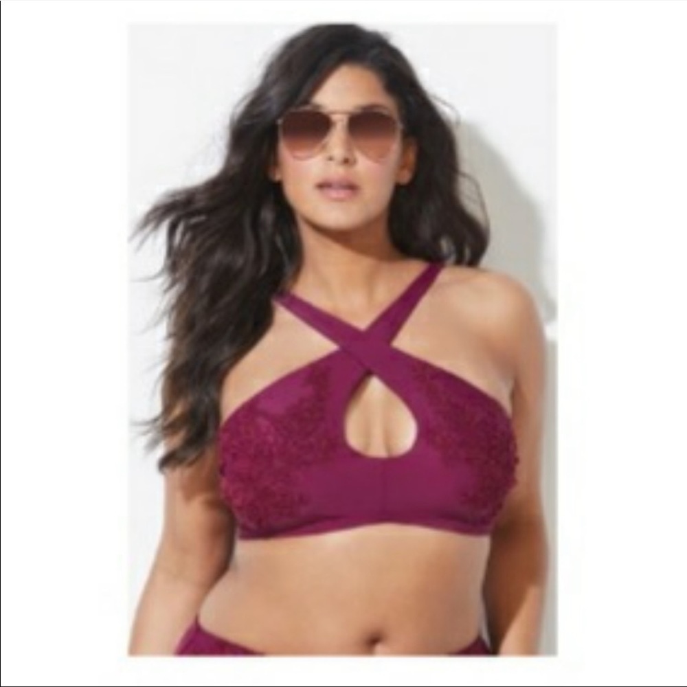 Swimsuits For All burgundy bikini top size 14